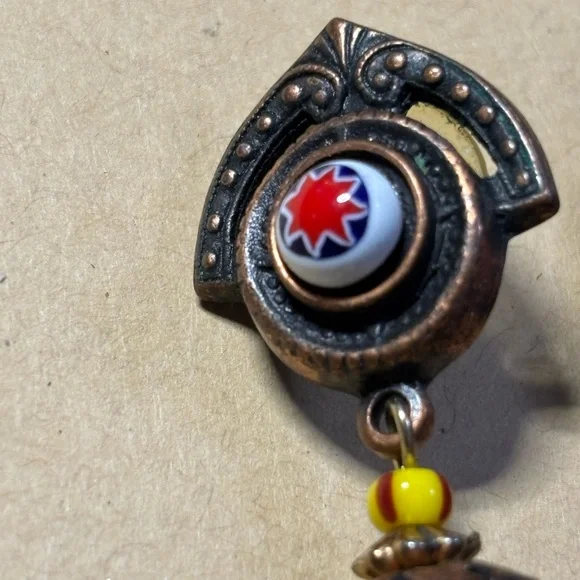 Artisan Blue and Silver Dangle Earrings - Picture 2 of 6